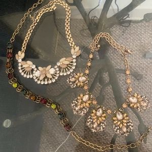 Lot of 3 Gold-tone Jeweled Necklaces